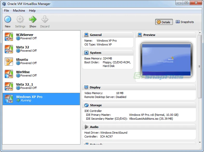 VirtualBox स्क्रीनशॉट 1