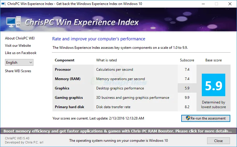 ChrisPC Win Experience Index स्क्रीनशॉट 1