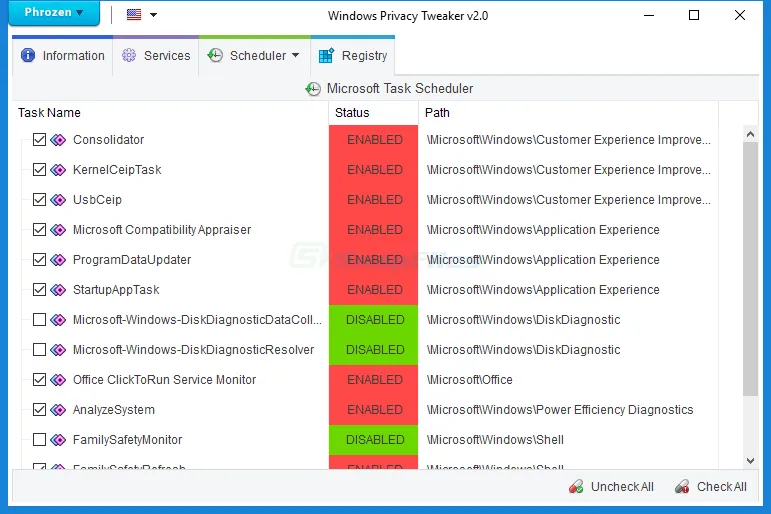 Windows Privacy Tweaker स्क्रीनशॉट 2